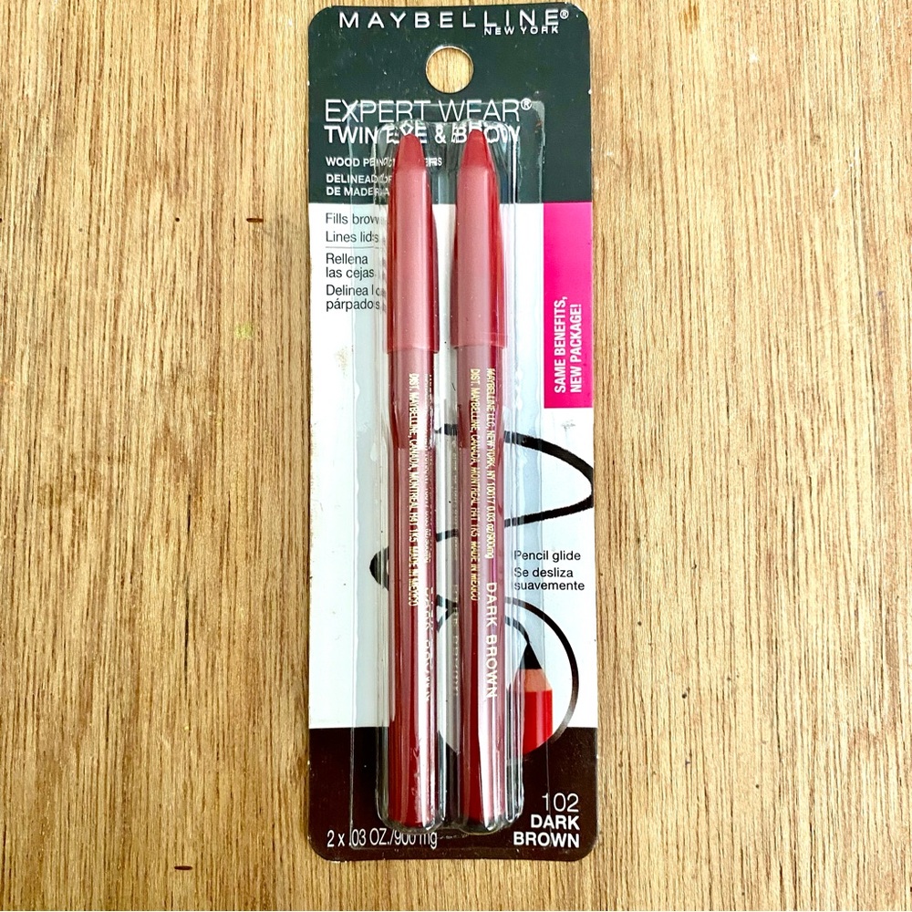 ❗️3/$10 MAYBELLINE BROW PENCILS 2 PACK DARK BROWN EYE LINES NEW